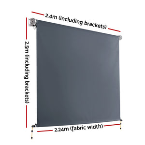 Outdoor Blinds | Blackout Roll Down Awning | Window Shade | 2.4x2.5M | Grey
