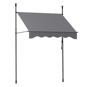 Fixed Pivot Arm Awning | 2.0 x 1.8m | Outdoor Door Canopy | Grey