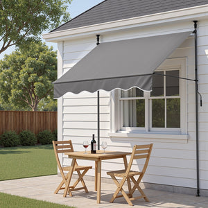 Fixed Pivot Arm Awning | 2.0 x 1.8m | Outdoor Door Canopy | Grey