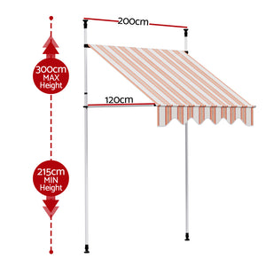Window Fixed Pivot Arm Awning | Outdoor Door Canopy | 2x1.8M | Beige/Brown