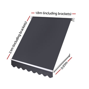 Window Fixed Pivot Arm Awning | Outdoor Blinds | Retractable Canopy | 1.8x2.1M