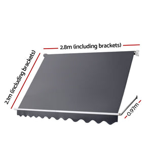 Window Fixed Pivot Arm Awning | Patio Outdoor Blinds | Retractable | 2.8x2.1M