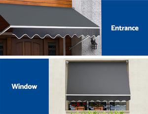 Window Fixed Pivot Arm Awning | Patio Outdoor Blinds | Retractable | 2.8x2.1M