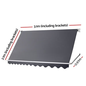 Window Fixed Pivot Arm Awning | Outdoor Blinds | Retractable Canopy | 3.1x2.1M