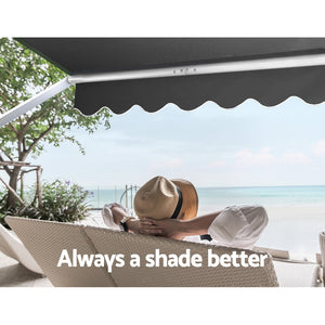 Window Fixed Pivot Arm Awning | Outdoor Blinds | Retractable Canopy | 3.1x2.1M