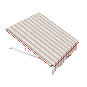 Instahut | Window Door Awning | 1mx1m | Beige White | Polyester Fabric | Aluminum Frame
