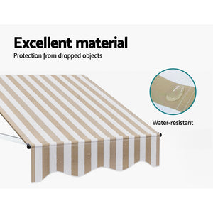 Instahut | Window Door Awning | 1mx1m | Beige White | Polyester Fabric | Aluminum Frame