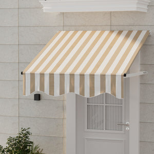 Instahut | Window Door Awning | 1mx1m | Beige White | Polyester Fabric | Aluminum Frame