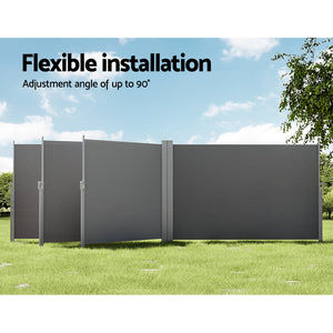 Instahut | Side Awning | Sun Shade Outdoor Retractable Privacy Screen | 1.8X6M | Grey