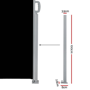 Side Awning | Outdoor Blinds | Sun Shade | Retractable Screen | 2x6M | BK