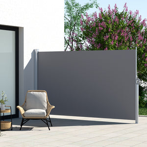 Side Awning Sun Shade | Outdoor Retractable Privacy Screen | 2x3M | Grey