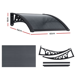 Window Awning Canopy | 0.6 x 0.6m | Drainage Cover | Grey