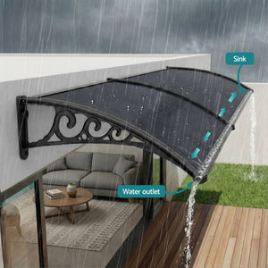 Window Awning Canopy | 0.6 x 0.6m | Drainage Cover | Grey