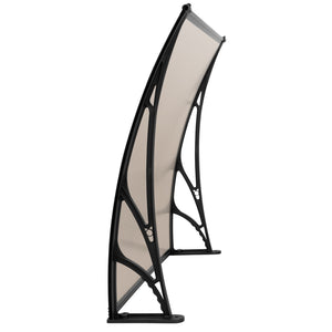 Window Door Awning | Canopy | 1mx2m | Brown Sheet | Black Plastic Frame