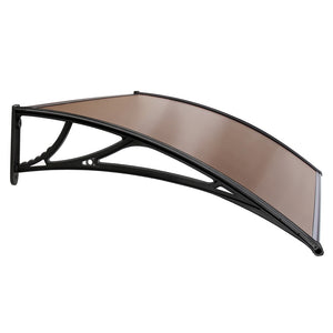 Window Door Awning | Canopy | 1mx2m | Brown Sheet | Black Plastic Frame