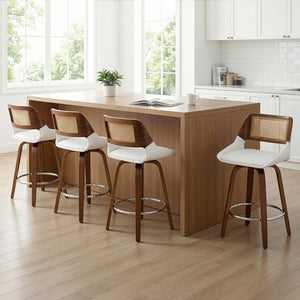 Bar Stools Set of 4 | Swivel | 60cm Seat Height | Wooden Counter Stools
