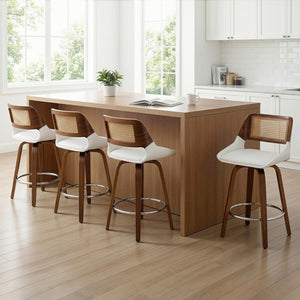 Bar Stools Set of 4 | Swivel | 60cm Seat Height | Wooden Counter Stools