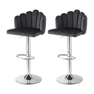 Bar Stools Set 2pc | Adjustable Gas Lift | Velvet | Grey