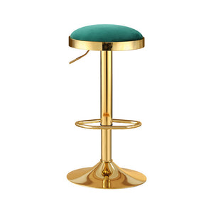 2x Bar Stools | Kitchen Dining Chairs | Velvet Padded Stool | Green