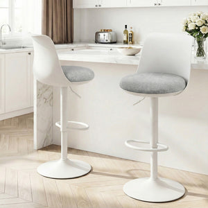 Artiss 2x Bar Stools Kitchen Swivel Gas Lift Counter Dining Chair Curved White
