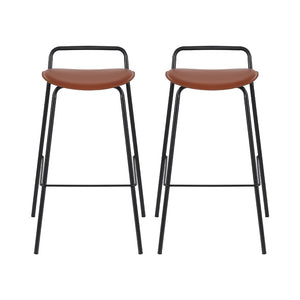 Bar Stools | Set of 2 | Kitchen Counter Stools | Metal Frame | Brown