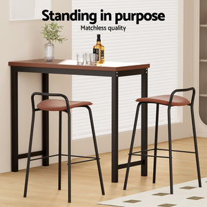 Bar Stools | Set of 2 | Kitchen Counter Stools | Metal Frame | Brown