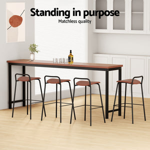 4x Artiss Bar Stools | Kitchen Counter Dining Chairs | Metal | Brown