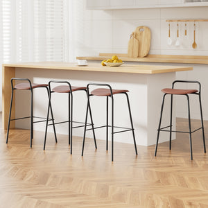 4x Artiss Bar Stools | Kitchen Counter Dining Chairs | Metal | Brown