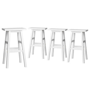 4x Bar Stools | Kitchen Chairs | Wooden | White Finish