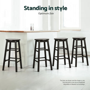 4x Bar Stools | Round Chairs | Wooden | Black Finish