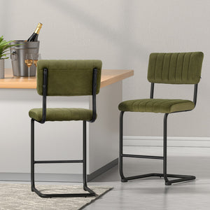 4x Bar Stools | Velvet Chairs | Green Upholstery