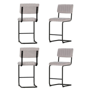 4x Bar Stools | Velvet Chairs | Grey Upholstery