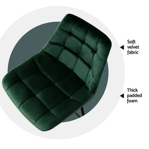 4x Bar Stools | Velvet Chairs | Green Upholstery