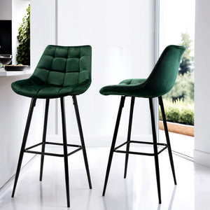 4x Bar Stools | Velvet Chairs | Green Upholstery