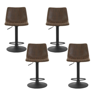 4x Bar Stools | Vintage Leather | Swivel | Gas Lift | Brown