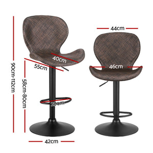 Swivel Bar Stools Set 2pc | Gas Lift | Wing PE Rattan | Brown