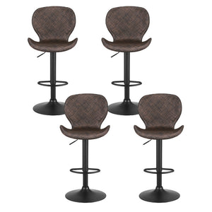 Swivel Bar Stools Set 4pc | Gas Lift | Wing Style | PE Rattan | Brown