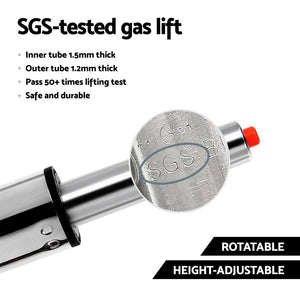 2x Bar Stools | Gas Lift | Velvet | Woven Backrest | Ivory