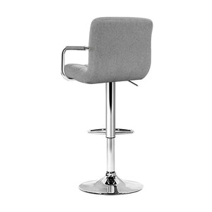 4x Bar Stools | Fabric | Gas Lift w/Armrest | Grey