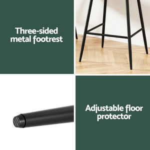 Kitchen Bar Stools Set 4pc | Tub Style | Velvet + Metal | Green