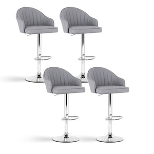 Swivel Bar Stools Set 4pc | Gas Lift | Shell Leather | Grey