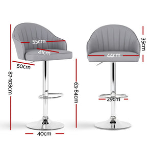 Swivel Bar Stools Set 4pc | Gas Lift | Shell Leather | Grey