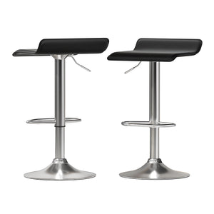 2x Bar Stools | Faux Leather Chair | Black