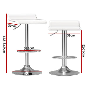 2x Bar Stools | Faux Leather Chair | White