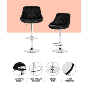 Home Bar Stools With Black Seats - 2 Pack
