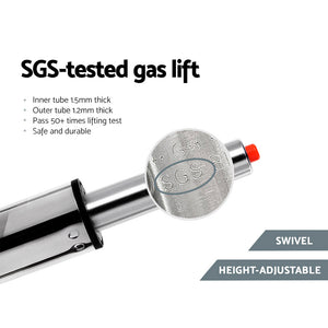 2x Bar Stools | Padded Leather | Gas Lift | Grey