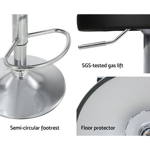 2x Bar Stools | PU Leather | Gas Lift | Black