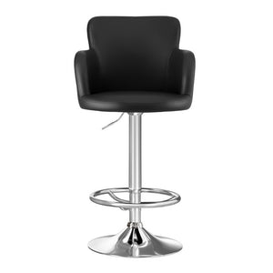 Bar Stool 1PC | Leather Swivel Adjustable PU Counter Chair | Black Finish