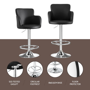 Bar Stool 1PC | Leather Swivel Adjustable PU Counter Chair | Black Finish