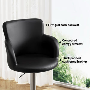 Bar Stool 1PC | Leather Swivel Adjustable PU Counter Chair | Black Finish